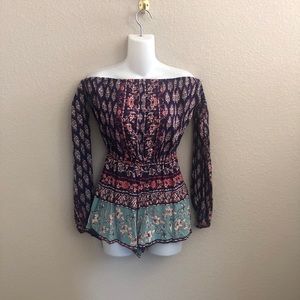 3/$20 Angie Off-The-Shoulder Floral Print Romper